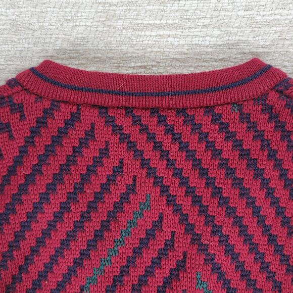 VTG Marz München Wool Sweater Vest L/XL Burgundy 3D Knit West Germany Grandpa - Picture 12 of 16